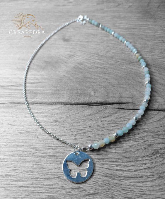 Collier papillon Amazonite