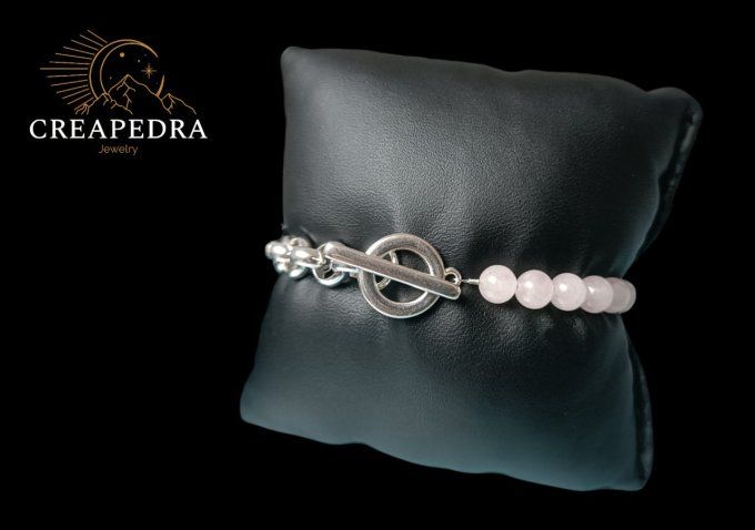 Bracelet Chaîne/Pierre Quartz rose