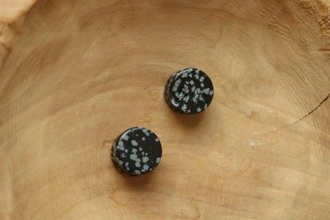 Plugs 16mm Obsidienne flocon de neige