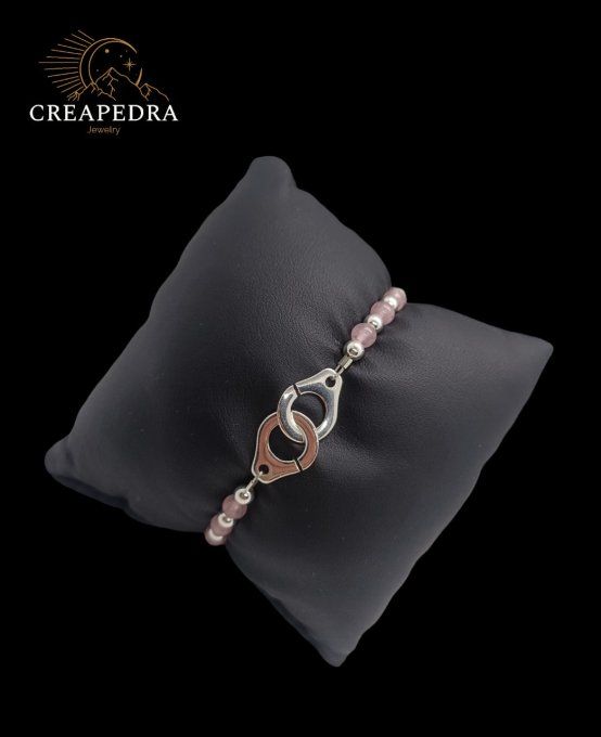 Bracelet Menottes Quartz rose