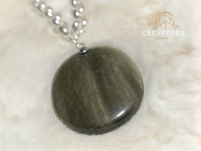 Collier Obsidienne dorée AA