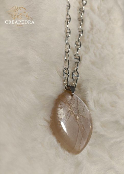 Collier Pierre de Lune beige AA