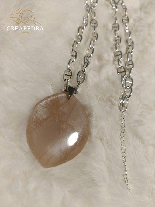 Collier Pierre de Lune beige AA